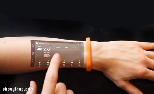 Cicret Bracelet smart bracelet touch operation on the wrist