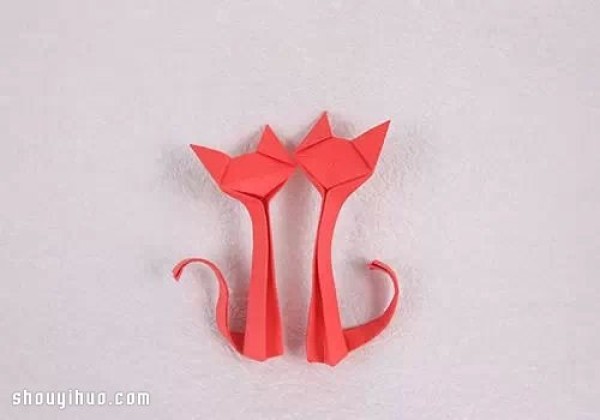 Handmade origami cute cat illustrations and realistic cat folding tutorials