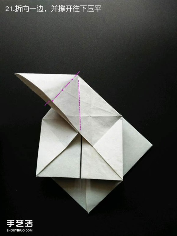 Super complex origami shark illustration, detailed steps for folding a three-dimensional shark