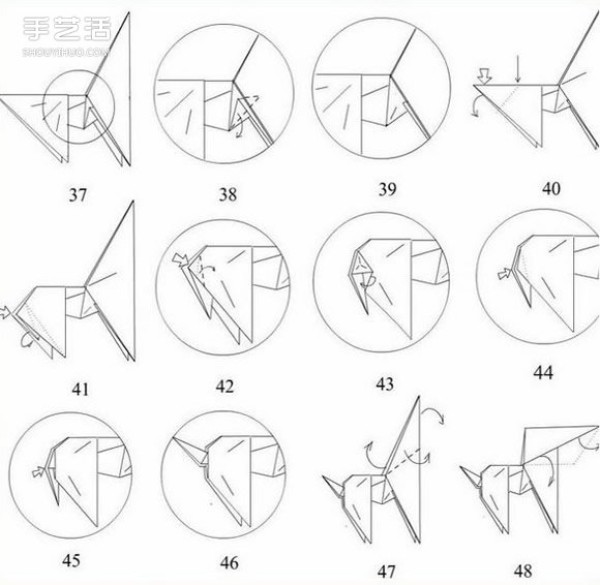 Handmade Origami Horse Illustrated Tutorial Detailed Steps of Folding a Three-dimensional Horse