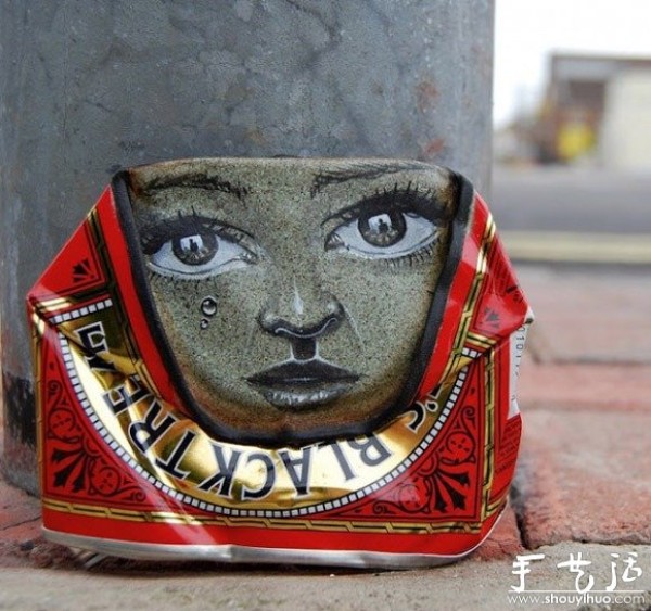 Artwork made of graffiti on discarded cans