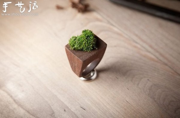 Ring carved from solid walnut