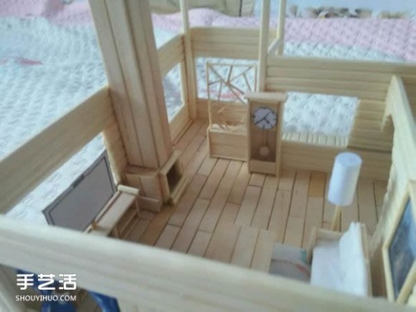 Disposable chopsticks are used to hand-make a life-like villa model, the steps are complete! 