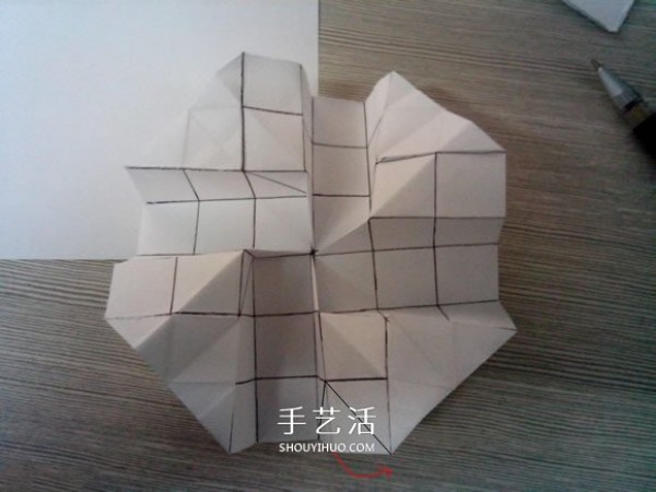 Illustration of how to fold the eight-petal Kawasaki rose, origami eight-petal Kawasaki rose