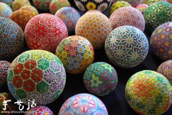 A beautiful temari ball handmade by a 92-year-old grandmother in Japan