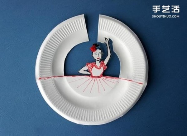 Illustration of how to make a flamenco dancer from disposable paper plates