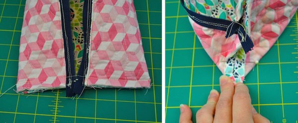 Handmade patchwork style zipper bag used as a cosmetic bag, pencil case or tool bag