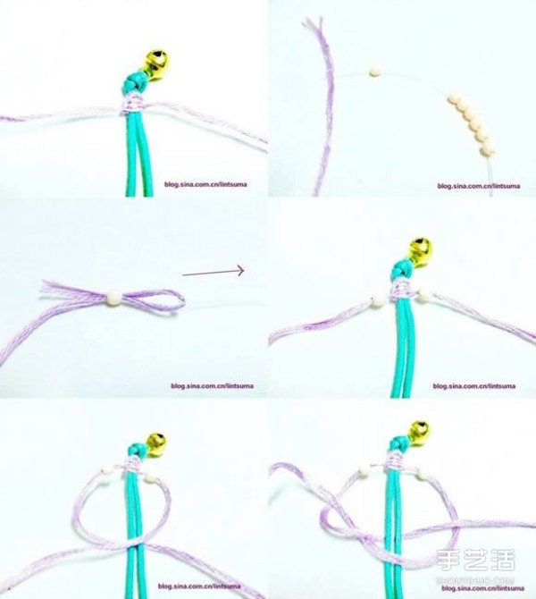 DIY Tutorial of the Bracelet with Bells in Illustrations of the Braiding of a Simple and Compact Bracelet