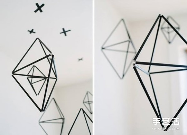 Handmade DIY straw hanging ornaments, made of straws for cube hangings