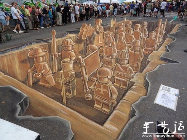 3D street graffiti work - Lego army