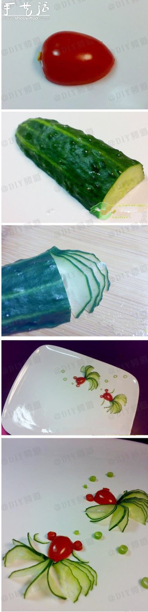 How to DIY an exquisite platter background with cucumbers and cherry tomatoes