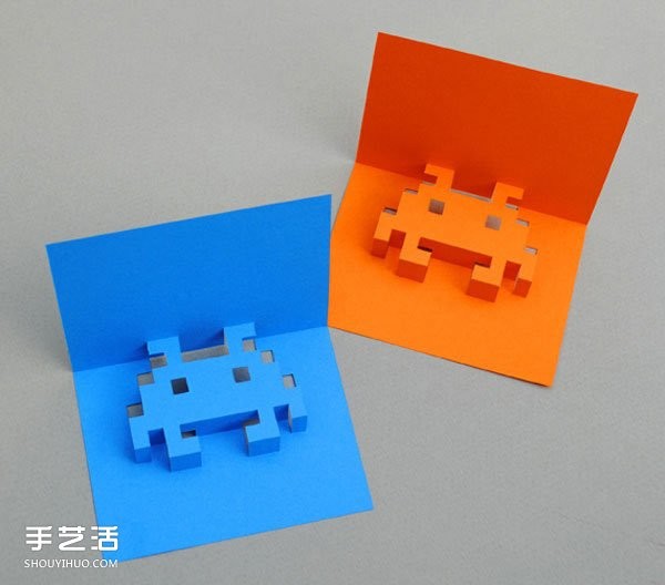 How to make your own eight-bit three-dimensional card with steps and drawings