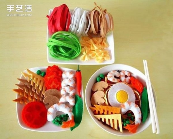 Non-woven gourmet model pictures, handmade fabric fruit and food works