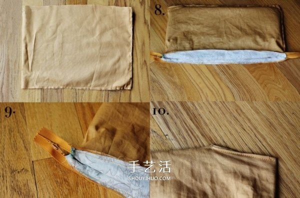 Non-woven fabric and leather spliced ??clutch bag hand-made illustrated tutorial