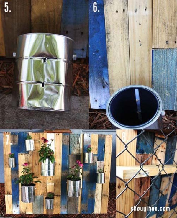 Utilize waste iron cans to create vertical sky gardens in the yard or balcony