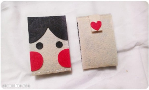 Handmade cute non-woven couples card holder with facial makeup pattern