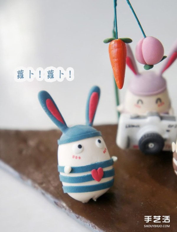 Jailbreak Rabbits soft pottery DIY work, cute handmade clay rabbit pictures