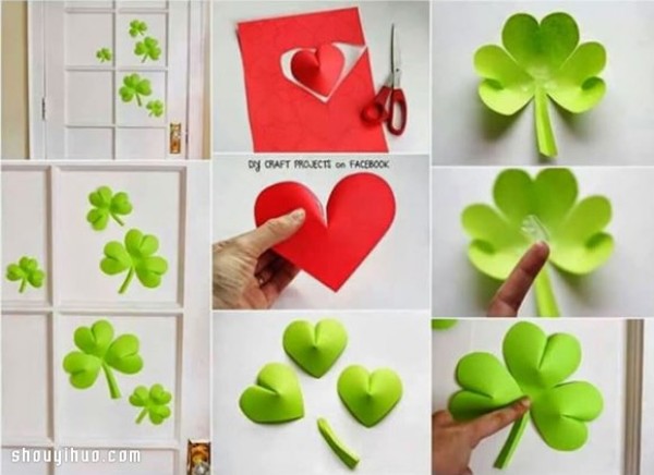 Simple paper-cutting tutorial on hand-making clover and clover small decoration