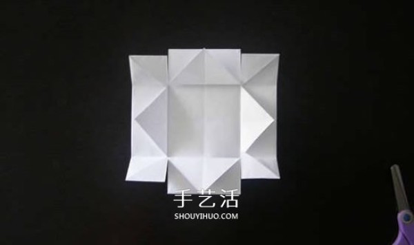 Illustration of the folding method of a simple garbage box, handmade origami square garbage box