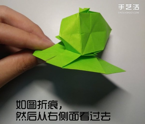 Three-dimensional duck origami step-by-step drawing and duck folding tutorial illustration