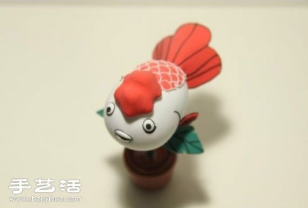 Illustrated Tutorial on DIY Handmade Potted Plants with Fat Goldfish Dolls from Polymer Clay