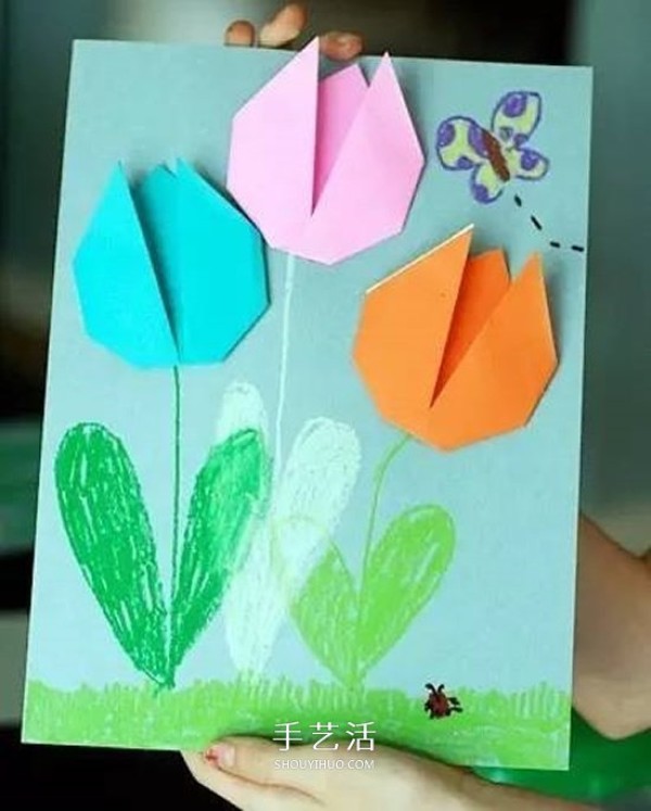 Simple origami carnations to make a beautiful Mothers Day card