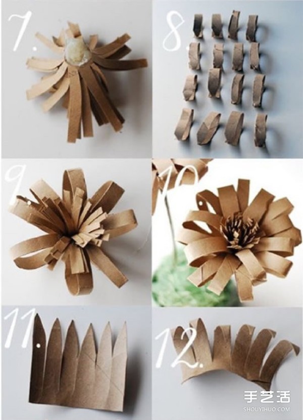 Tutorial on how to turn waste paper tubes into treasures and make three-dimensional flowers by hand