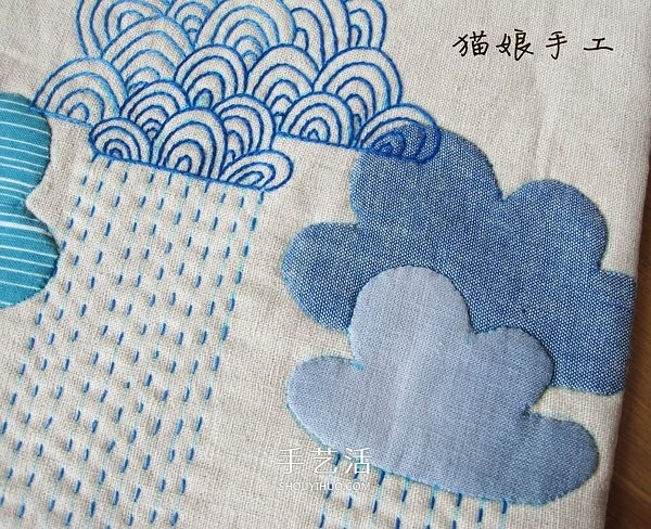 Non-woven fabrics make auspicious cloud table mats, fabric art handmade cloud table mats