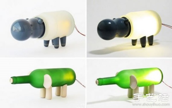 Glass bottles turned into treasures, handmade DIY funny animal table lamps