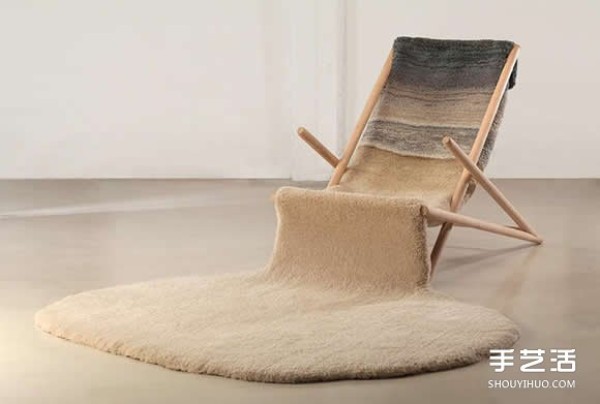 Carpet waste is hand-woven to simulate the natural ecology of wool blankets