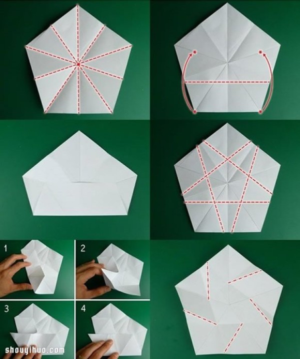 Pentagram Origami One-Paper Origami Five-Pointed Star Illustrated Tutorial