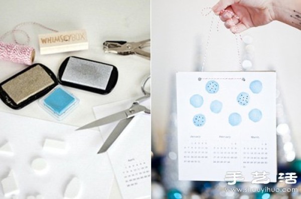 Use the rubber stamp principle to DIY a beautiful and fresh calendar by hand