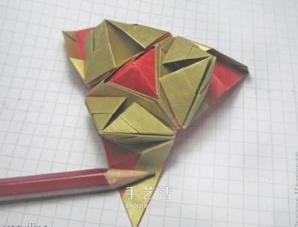 Illustration of folding the beautiful origami handmade three-dimensional snowflake globe in winter