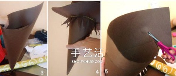 How to make your own witch hat and illustrate how to make a witch hat for children on Halloween