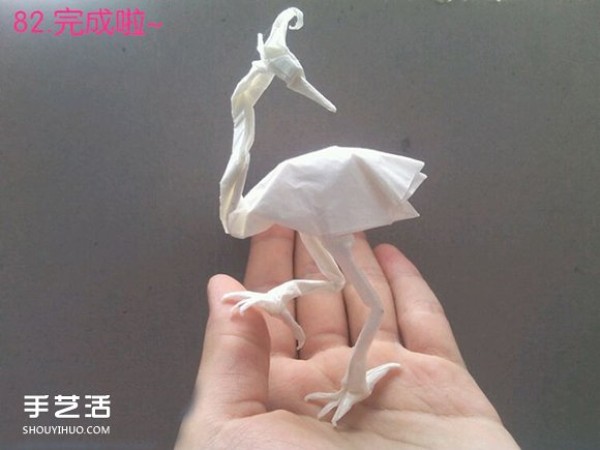 How to fold paper egrets with detailed illustrations of steps for folding three-dimensional egrets