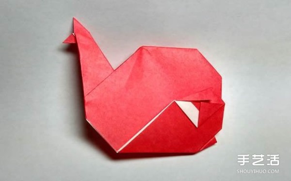 Handmade whale origami illustrated tutorial, steps for folding a cartoon whale