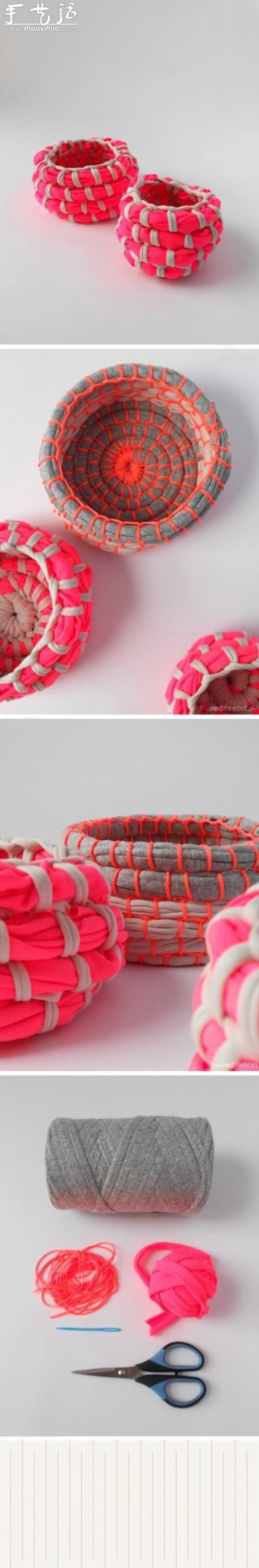 How to make a DIY storage basket from old clothing strips