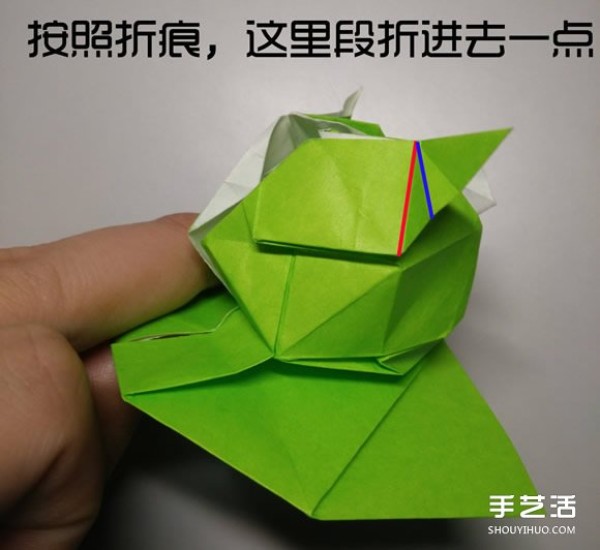 Three-dimensional duck origami step-by-step drawing and duck folding tutorial illustration