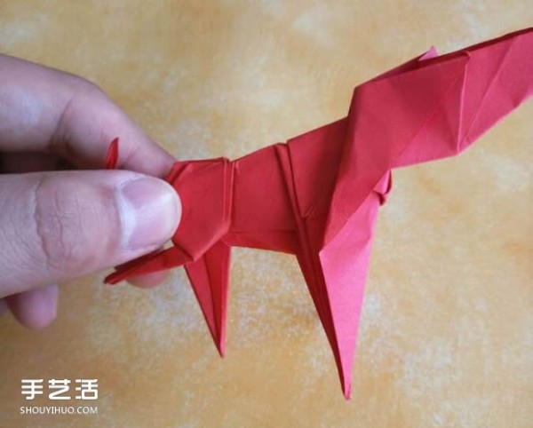 Super complex dog origami method illustrated with plastic surgery steps