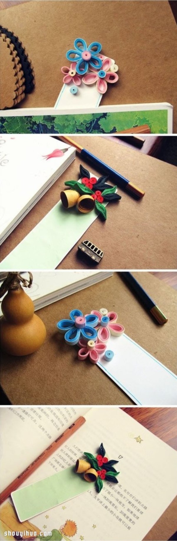 Super beautiful handmade rolled paper flower bookmark work