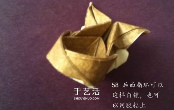 Wear the cat with you! Illustration of the origami method of cat head ring