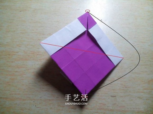 How to origami plaid love heart diagram, two-color plaid heart-shaped folding method