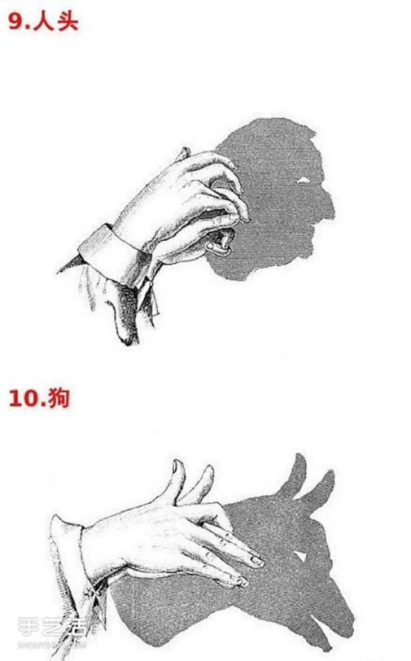 A collection of simple hand shadow pictures, teaching childrens hand shadow play pictures