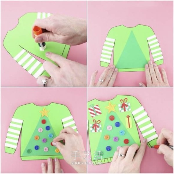 Tutorial on how to make handmade Christmas sweater decorations in kindergarten