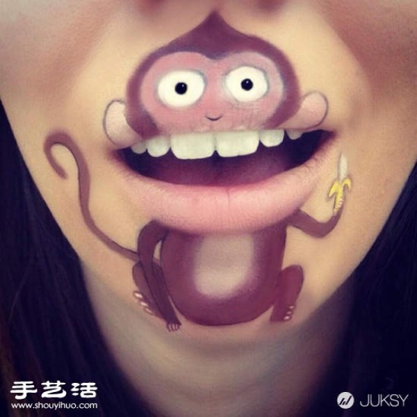 Womens lips as canvas lip gloss DIY interesting cartoon pattern