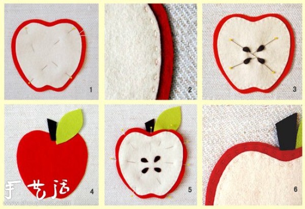 Hand-sewn wool felt apple coaster