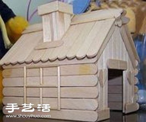 Popsicle sticks + disposable chopsticks to make a handmade small house model