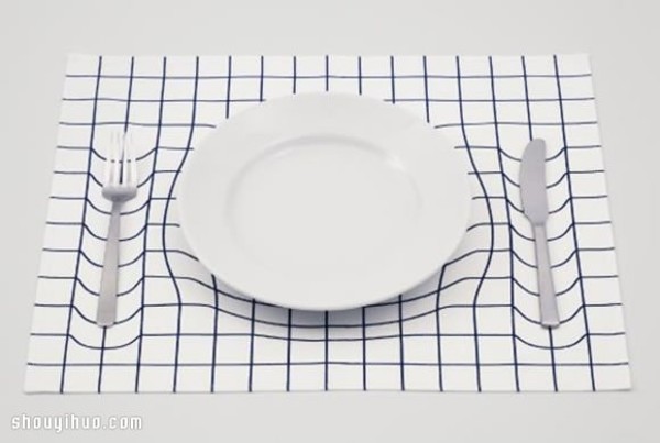 The magical 3D optical illusion placemat design will make your dining table concave! 