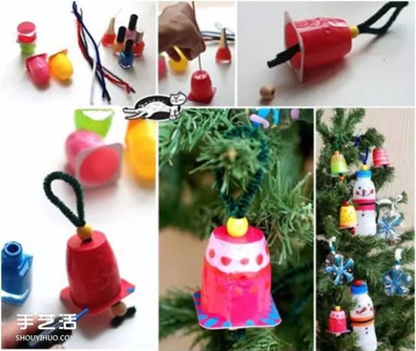 Childrens handmade cute Christmas tree ornaments DIY from waste items