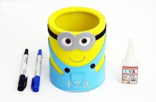 How to make minion pen holders with illustrations of milk powder cans used to make cartoon pen holders